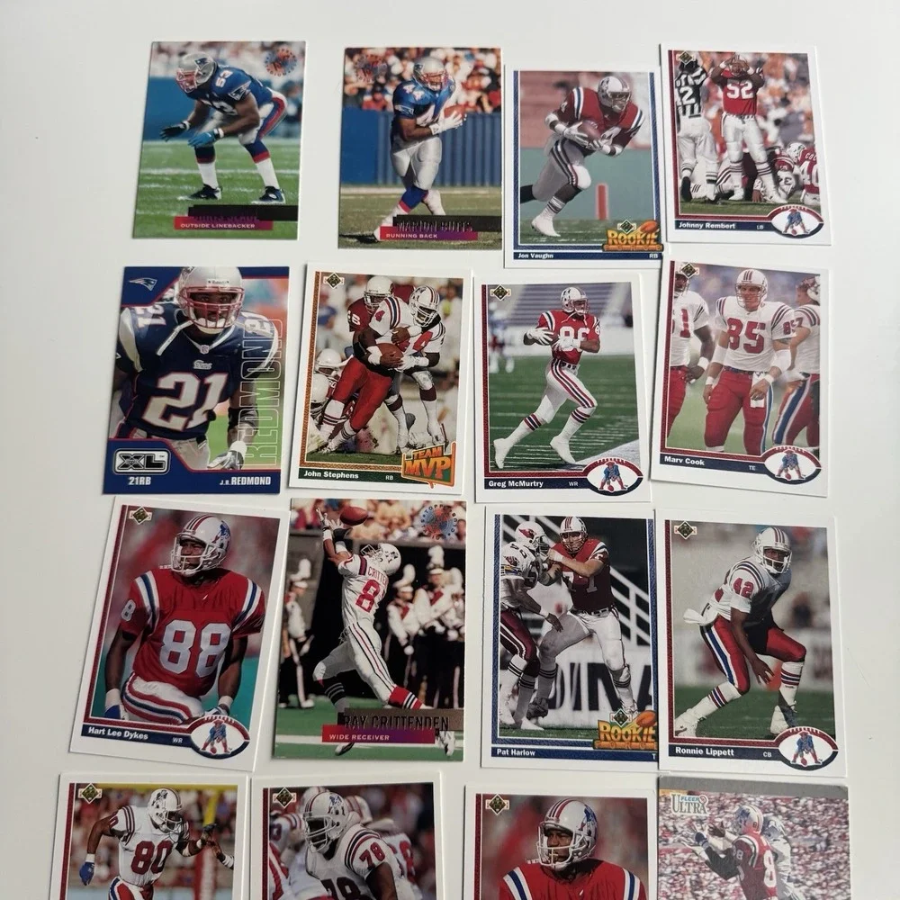 1991 Upper Deck New England Patriots- 16 Card Lot- Russell, Fryar, Dykes- RC